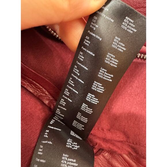 Maje Burgundy Lamb Leather Moto Jacket Size 36/Small - Picture 5 of 6